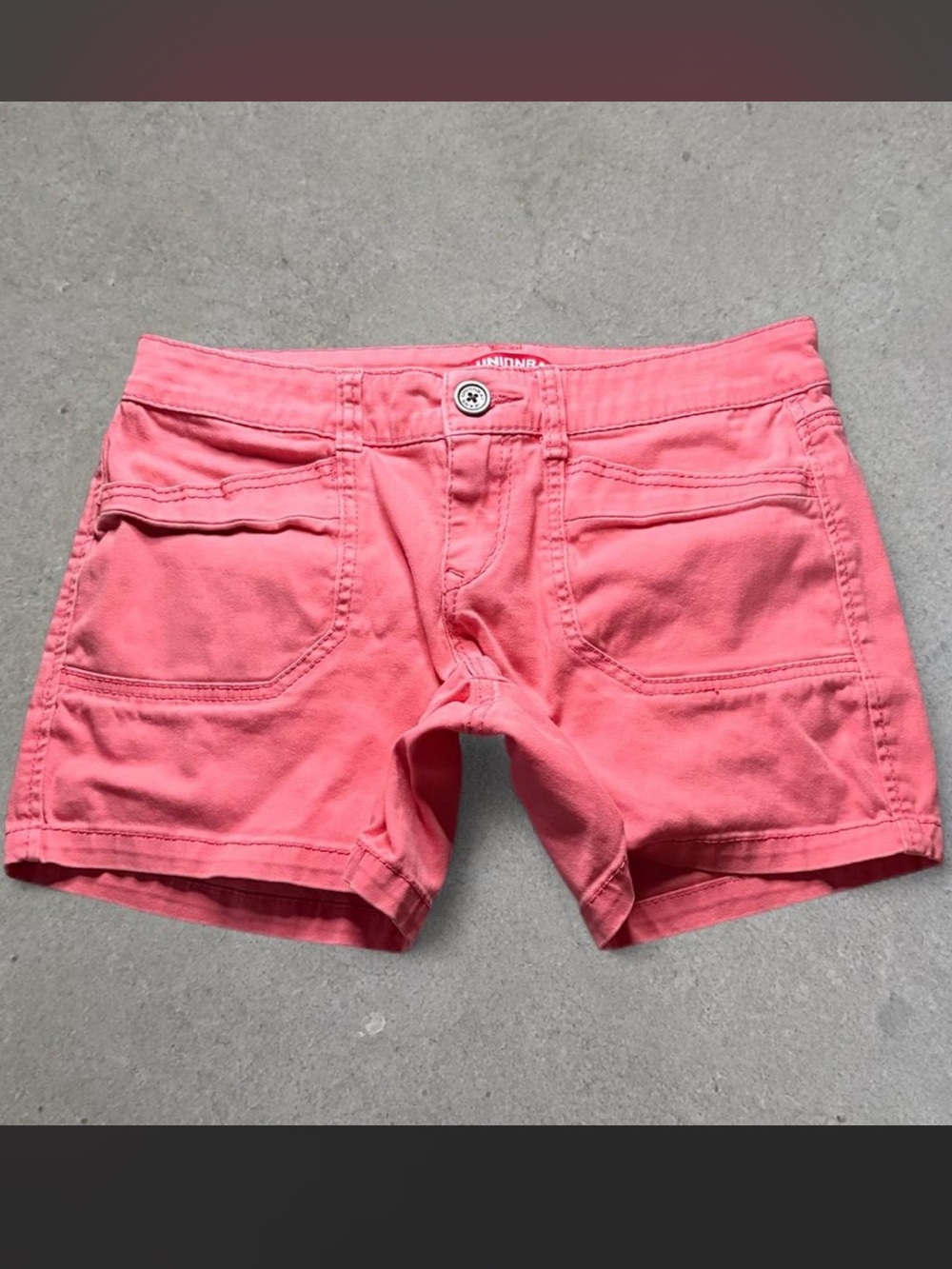 UNIONBAY Coral Pink Juniors' Denim-Style Jean Shorts